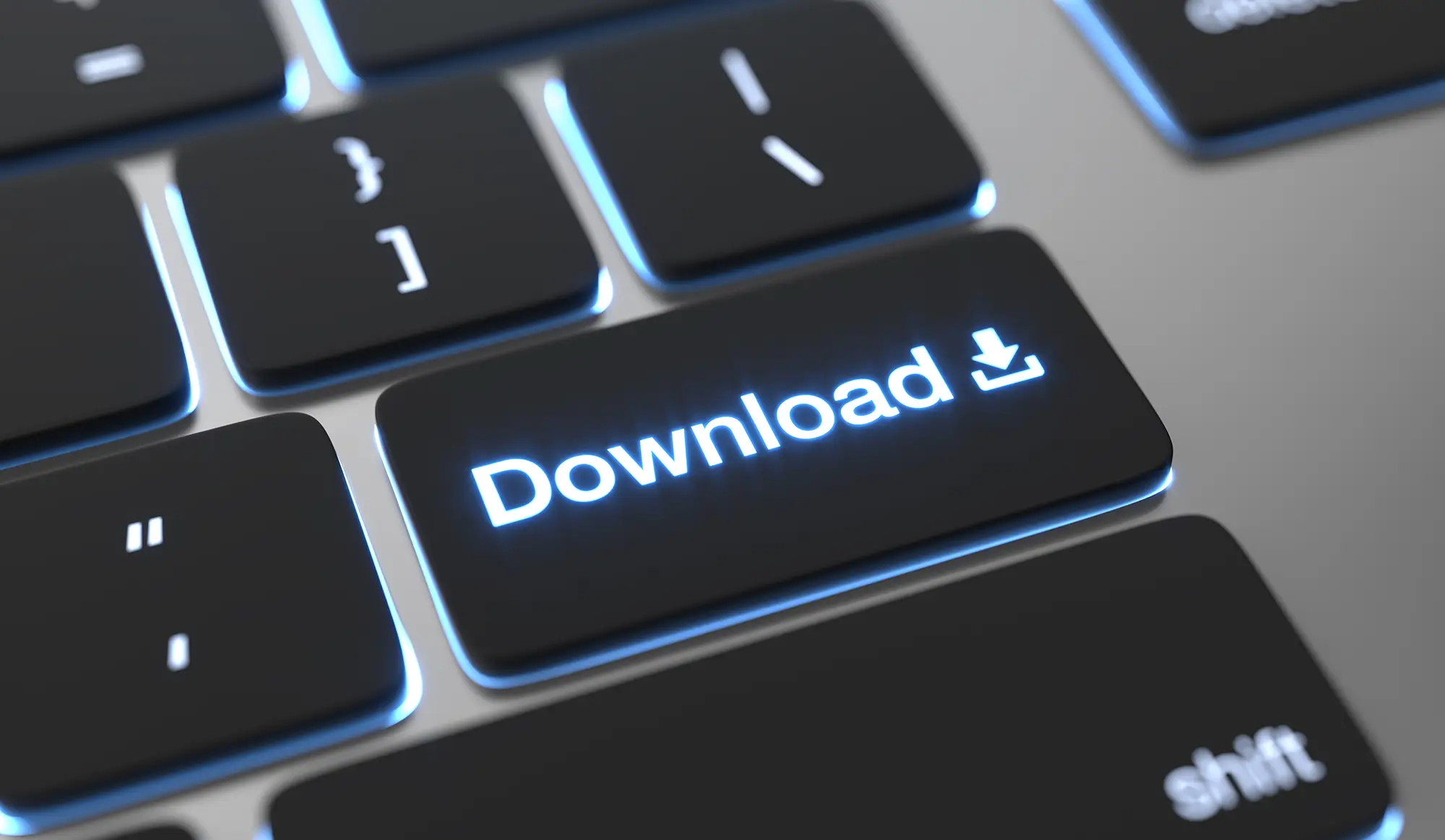 Tastaturtaste mit einem Download-Schriftzug