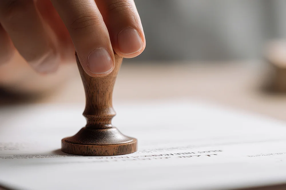 Stempel auf einem Zertifikat